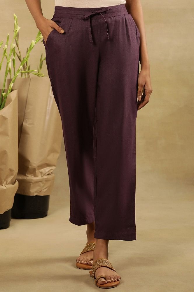 Buy Twenty Dresses by Nykaa Fashion Work Black Solid Tie Up Wide Leg Pants  online